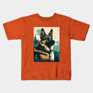 German Shepherd Overlooking Valley Kids T-Shirt